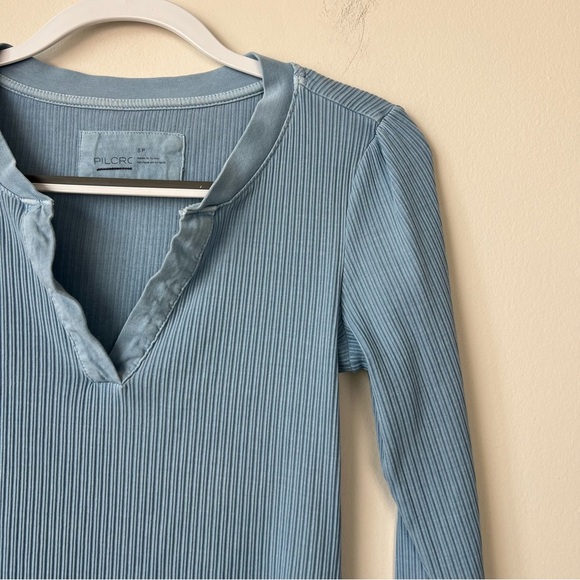 Anthropologie Pilcro Evanna Spliced Top Sky Blue - Picture 6 of 7